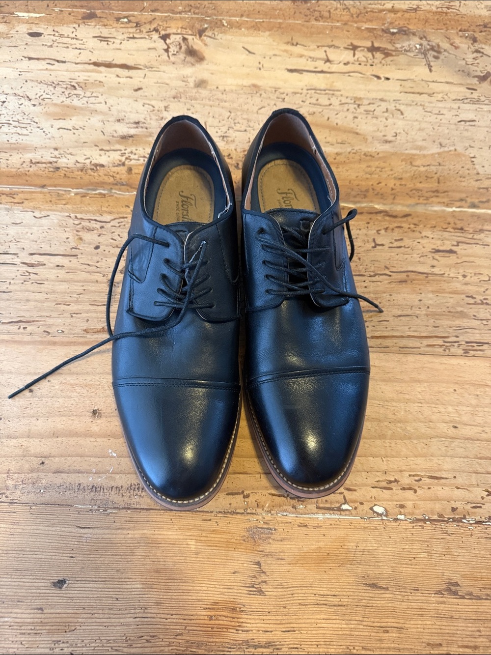 Classic Black Leather Cap-Toe Derby Shoes